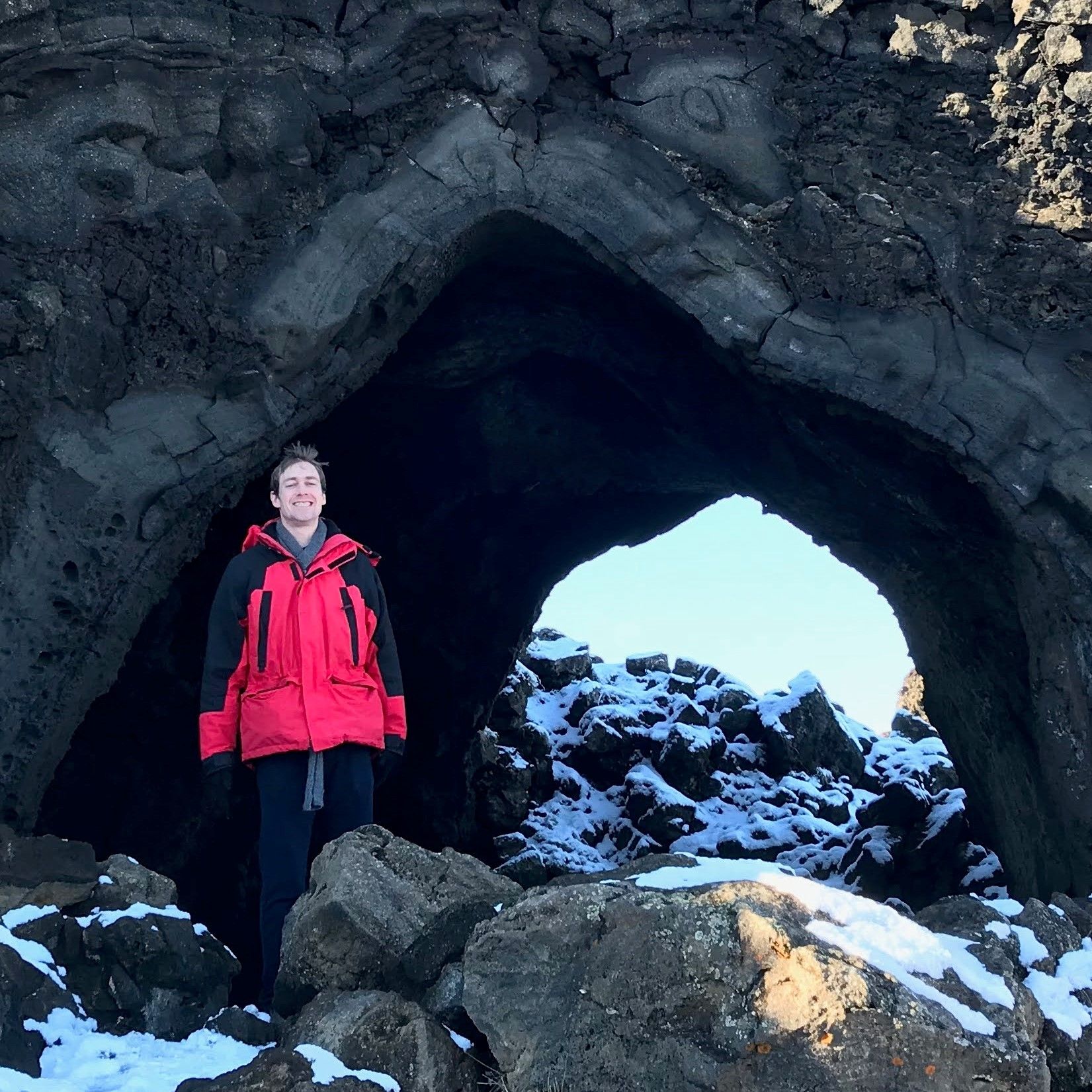 James Atkins at the Kirkjan cave in Dimmuborgir, Iceland.